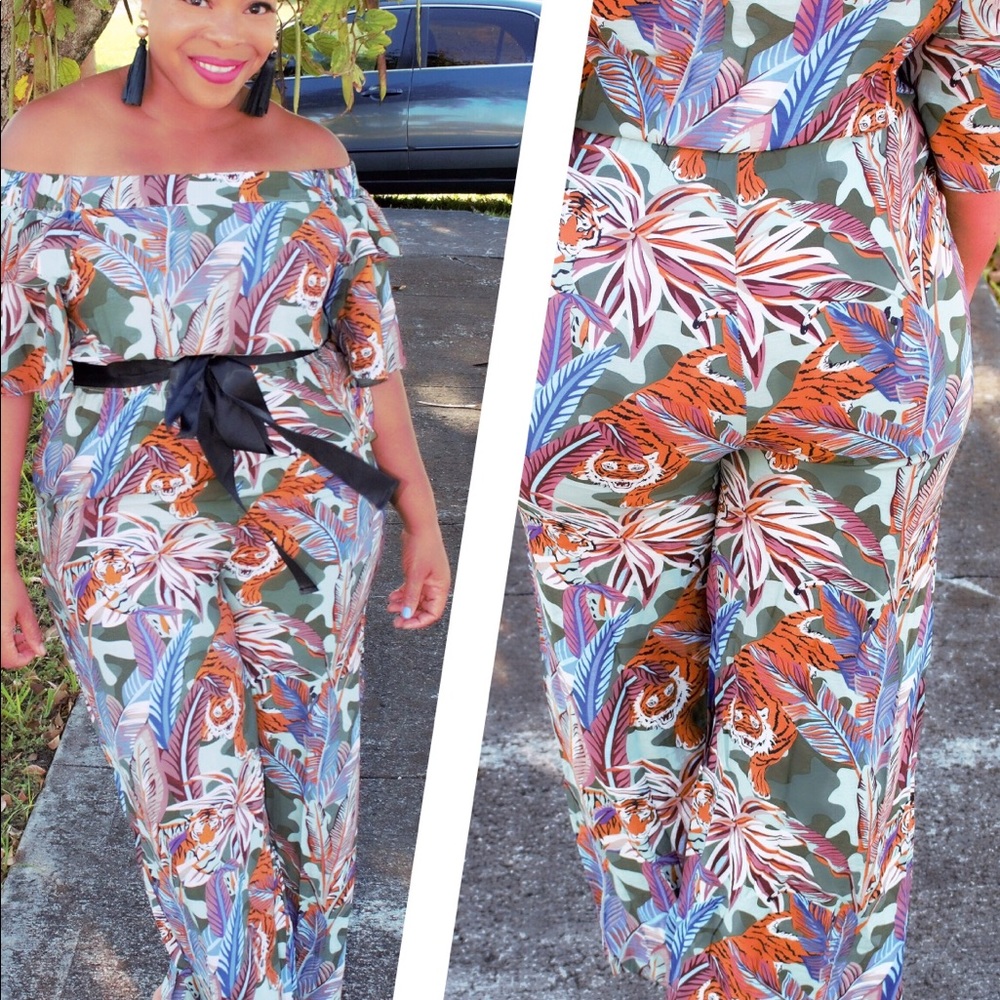 Printed Wide Leg Morocco Jumpsuit